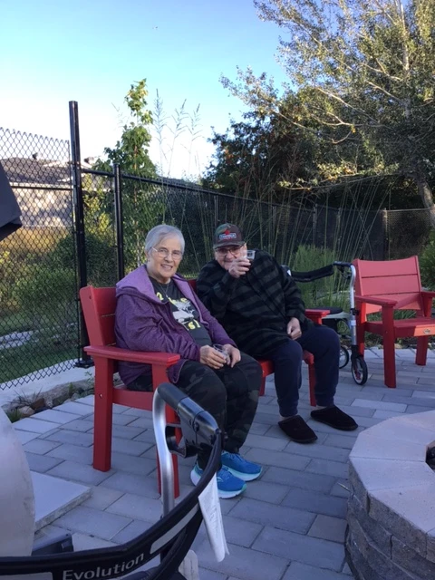 Residents enjoying time together in the courtyard